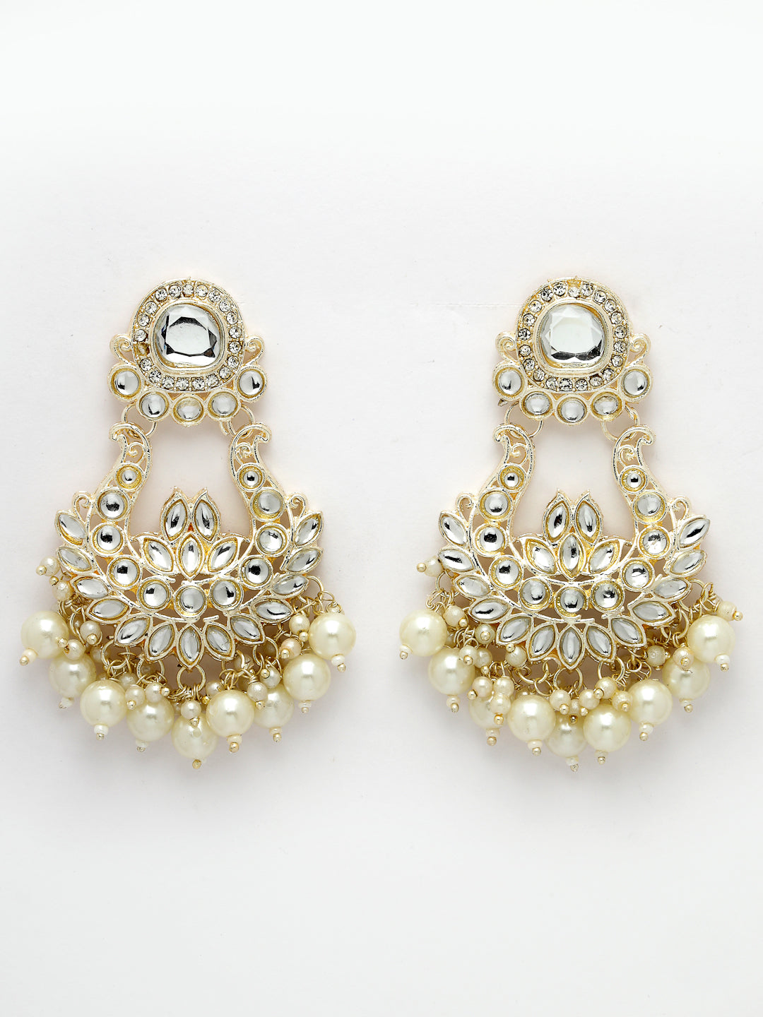 Women's Gold-Plated Kundan Chandbali Earrings