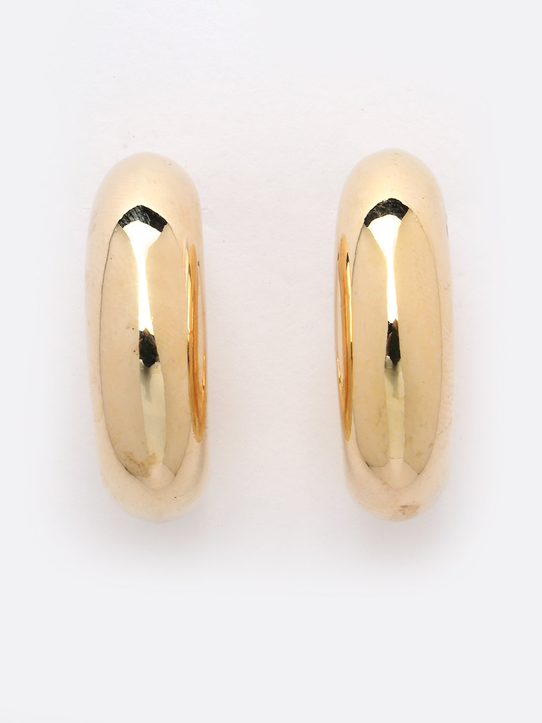 Women's Gold-Plated Circular-Shaped Half Hoop Earrings - NVR