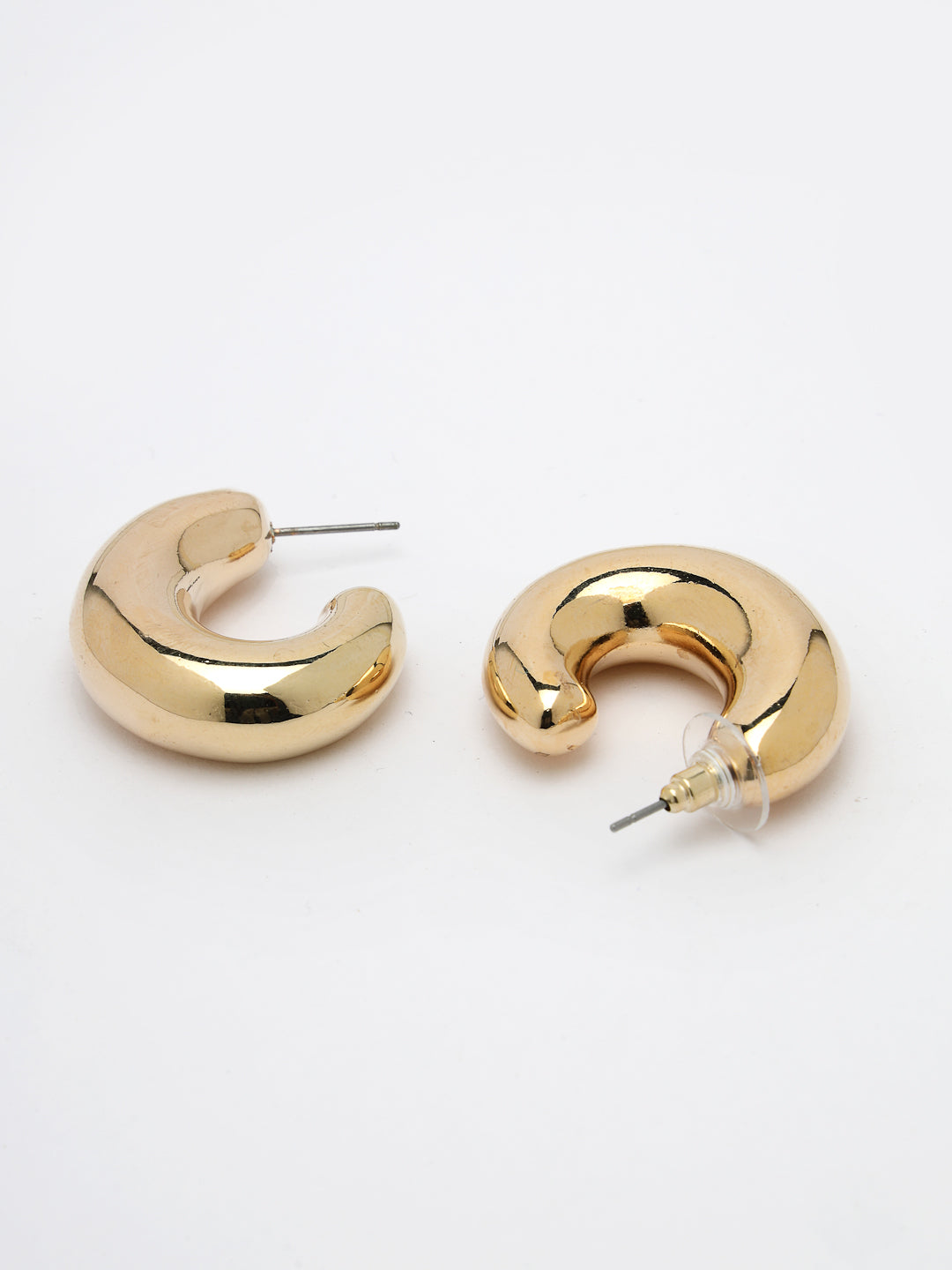 Women's Gold-Plated Circular-Shaped Half Hoop Earrings