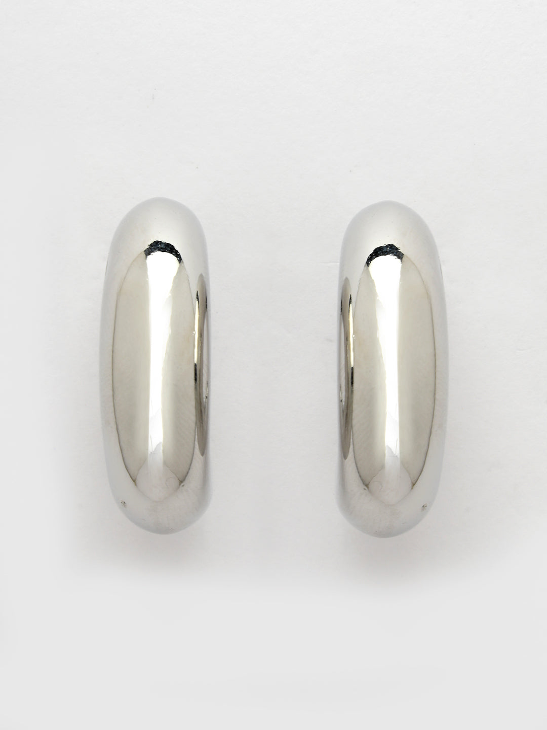 Women's Silver-Plated Circular-Shaped Half Hoop Earrings - NVR