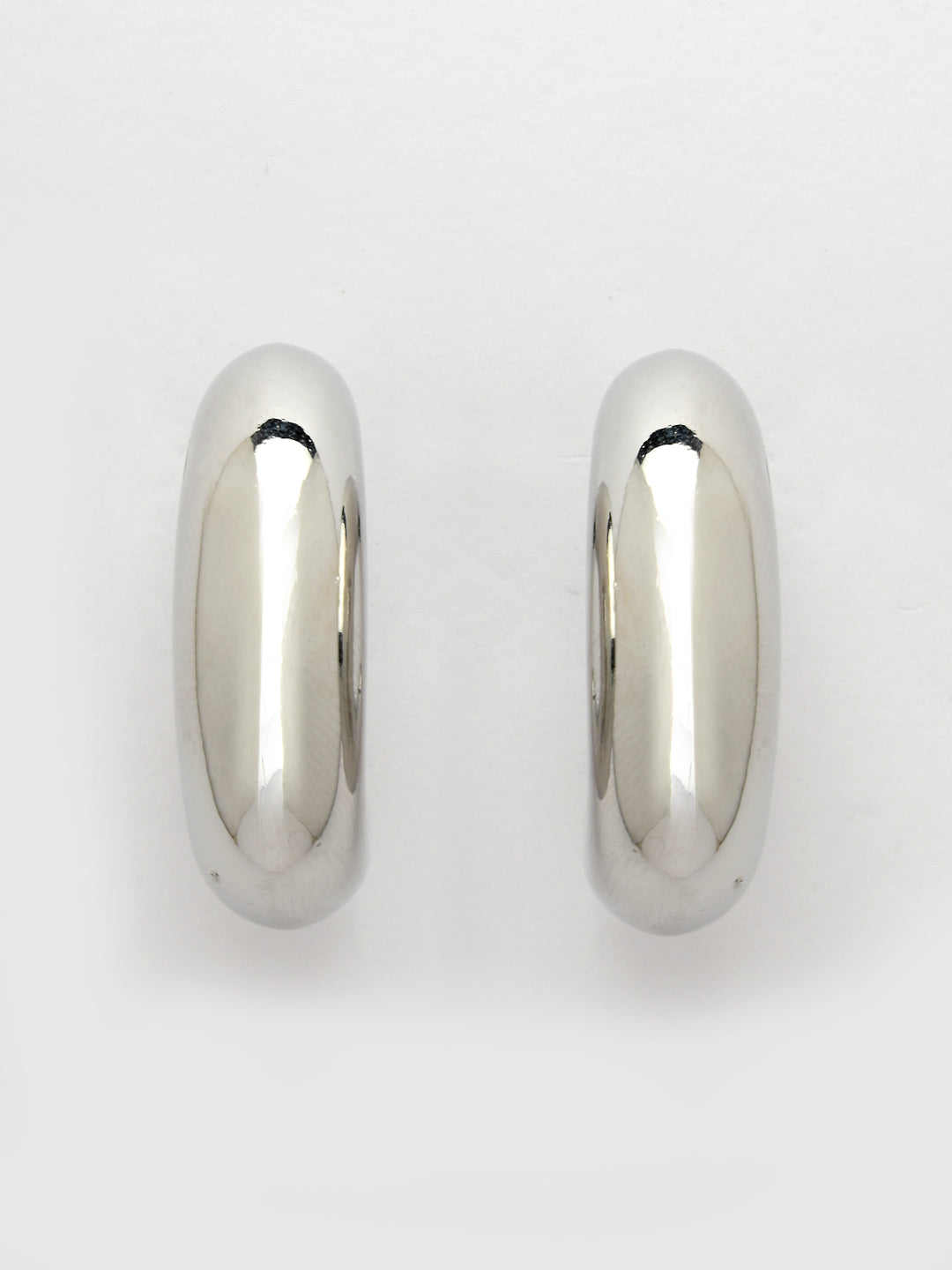 Women's Silver-Plated Circular-Shaped Half Hoop Earrings