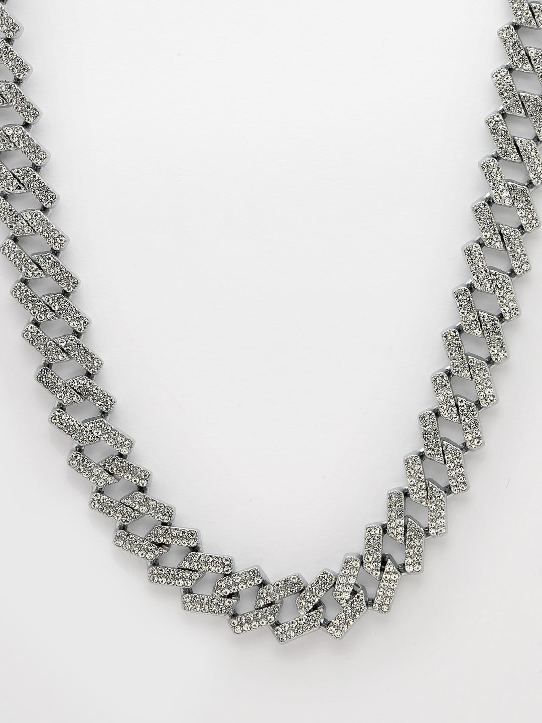 Men's Silver-Plated Stainless Steel American Diamond Chain
