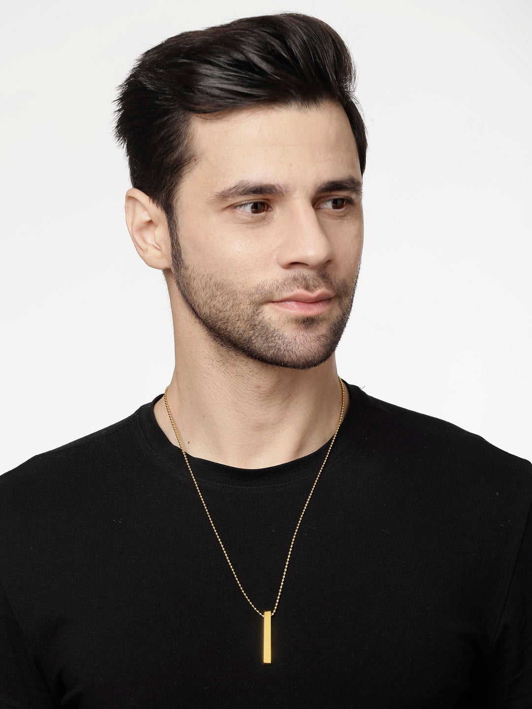 Men's Gold plated geomatric pendent with chain