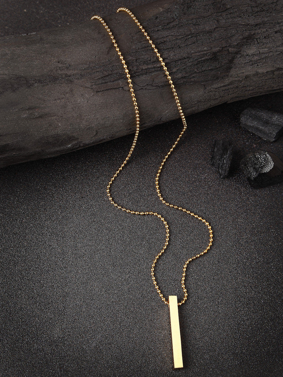 Men's Gold plated geomatric pendent with chain - NVR