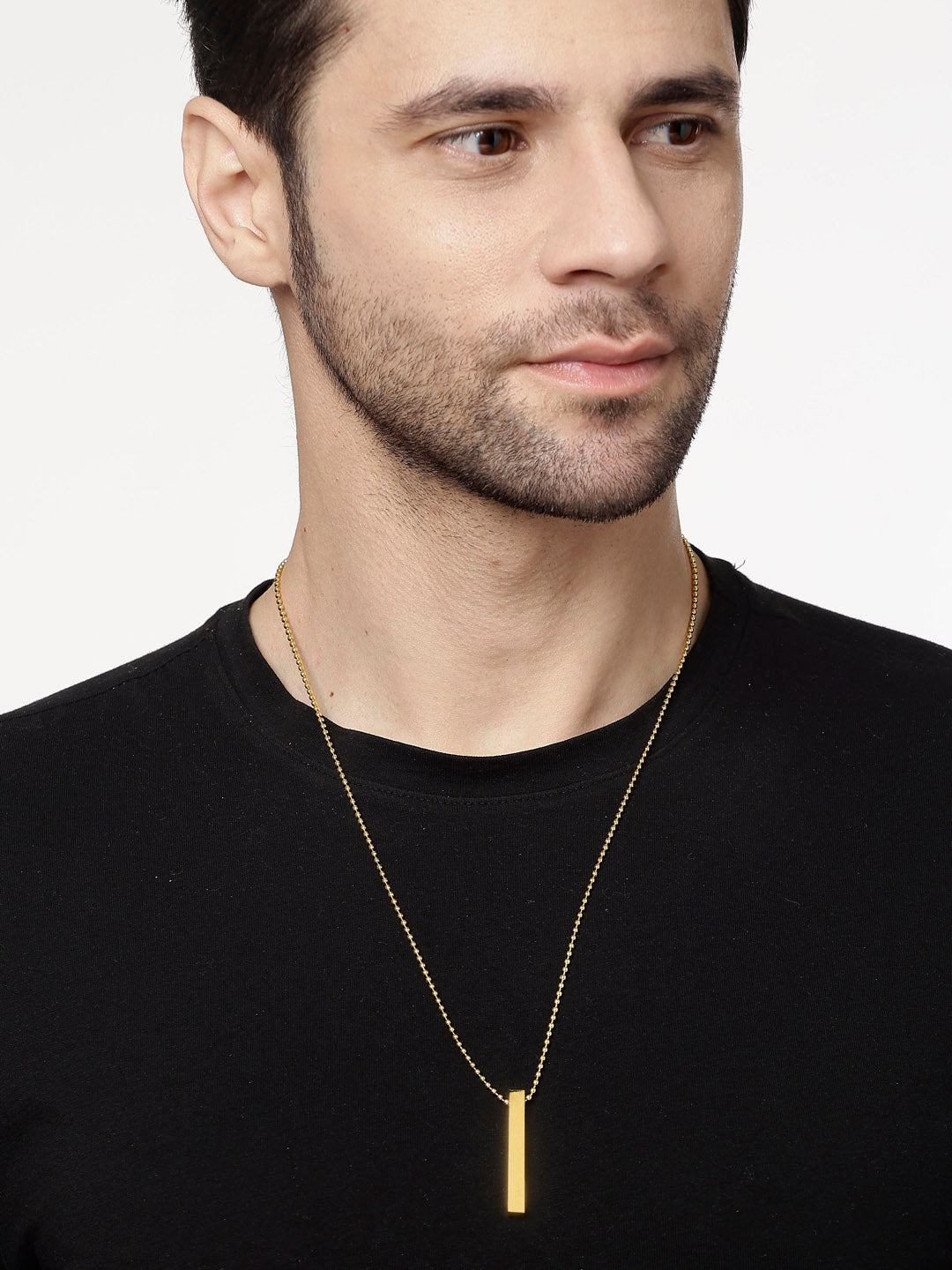 Men's Gold plated geomatric pendent with chain - NVR