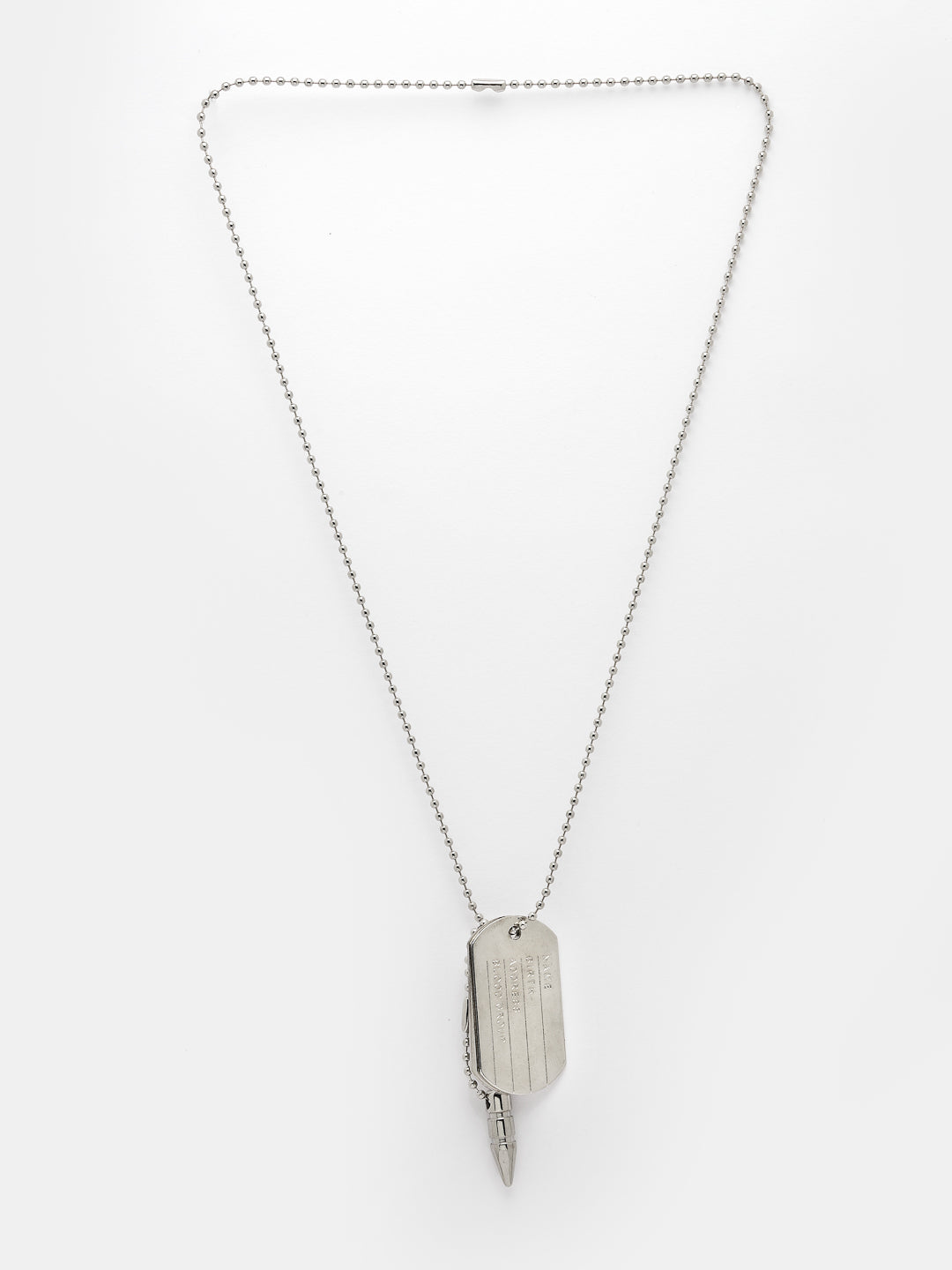 Men's silver plated milletry style pendent with chain