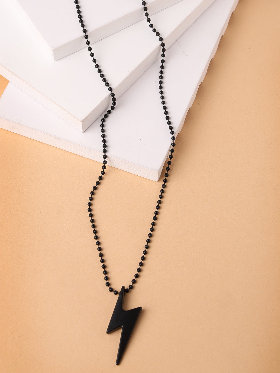 Men's black plated flash pendent with chain