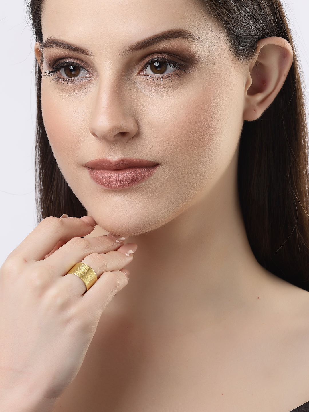 Women's Gold-plated Solid Adjustable Finger Ring