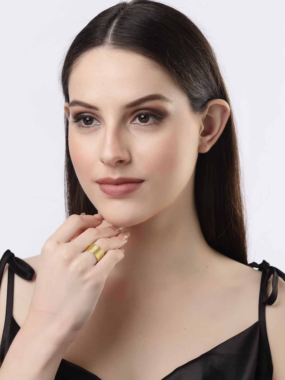 Women's Gold-plated Solid Adjustable Finger Ring