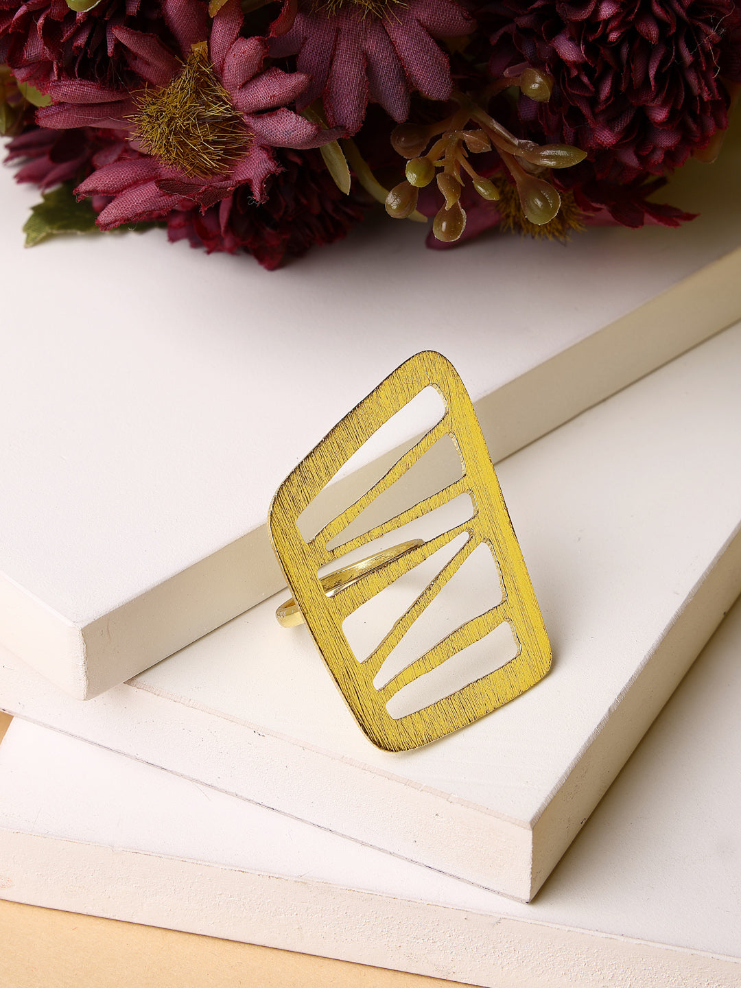 Women's Gold-plated Solid Adjustable Finger Ring
