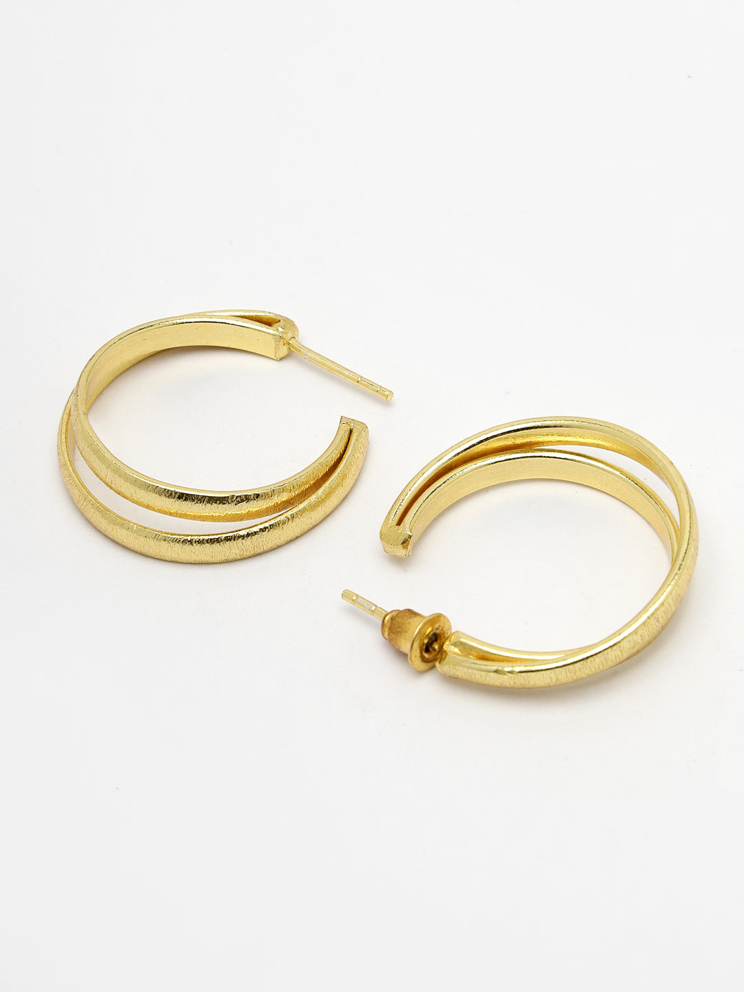 Women's Gold-plated Alloy Circular-Shaped Half Hoop Earrings - NVR