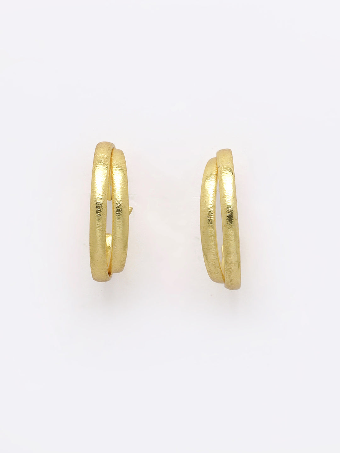 Women's Gold-plated Alloy Circular-Shaped Half Hoop Earrings - NVR