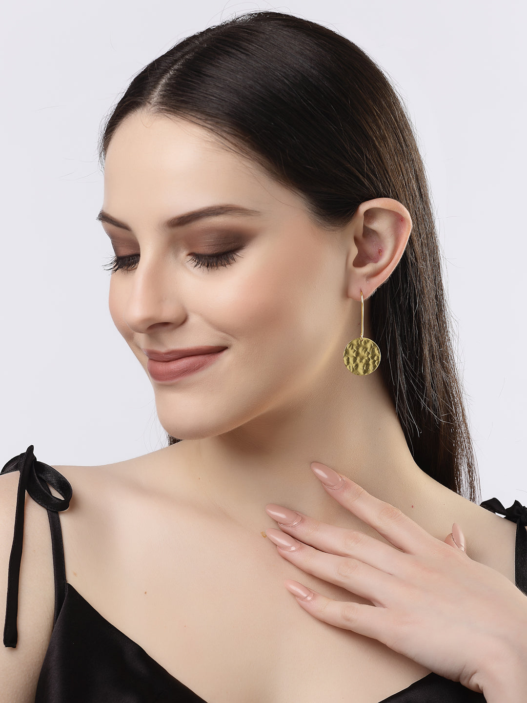 Women's Gold-plated Fish Hook Circle Drop Earrings