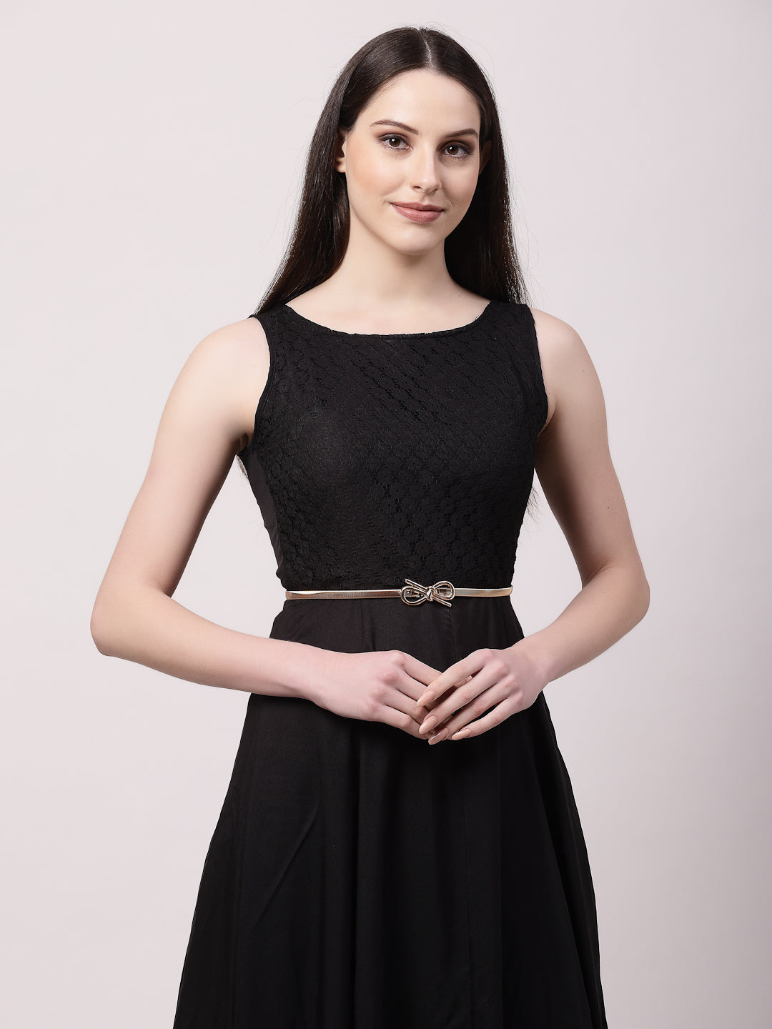 Women's circular gold plated stretchable metal belt