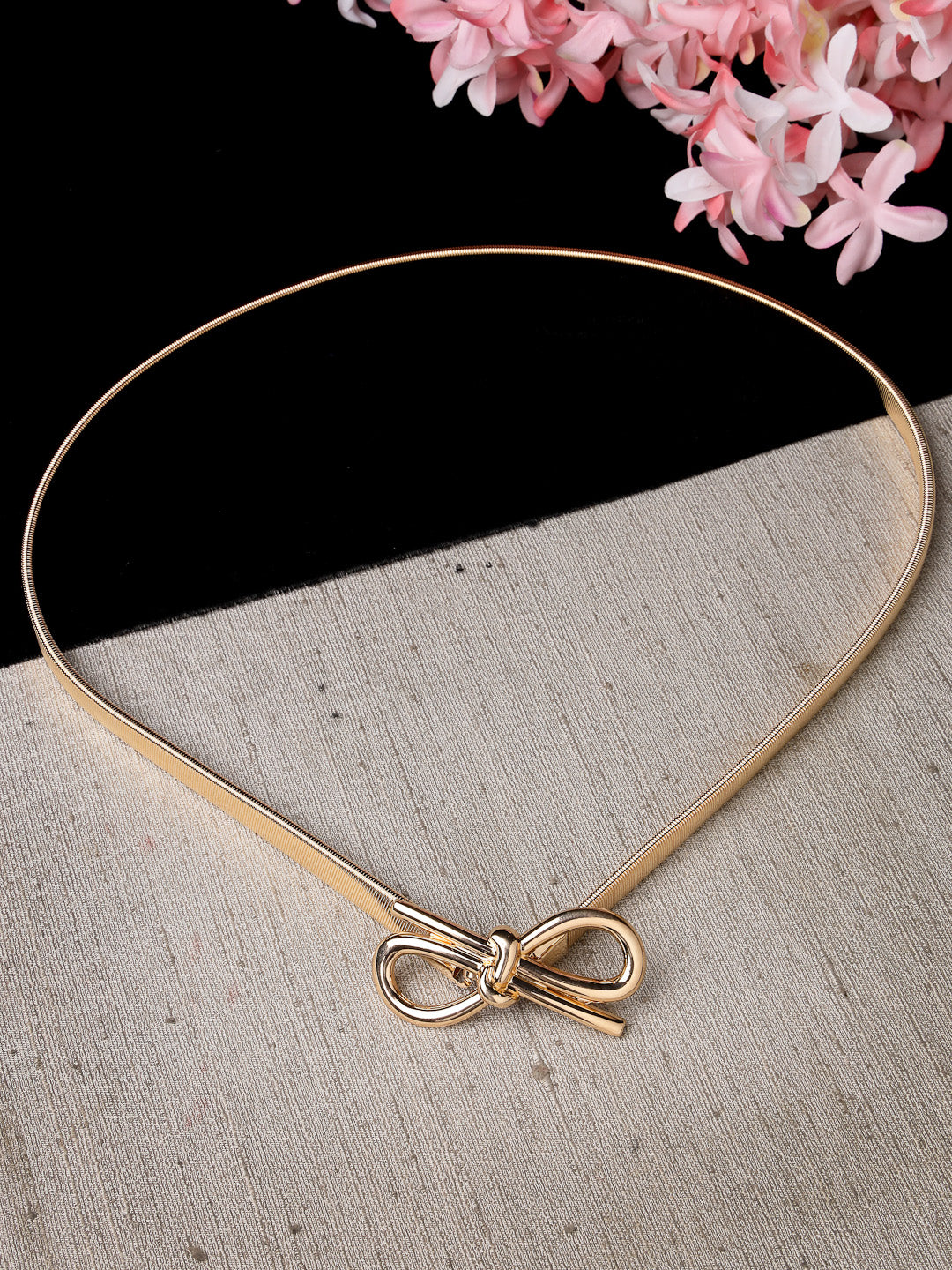 Women's circular gold plated stretchable metal belt
