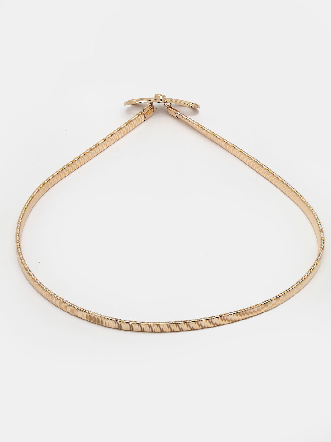 Women's circular gold plated stretchable metal belt