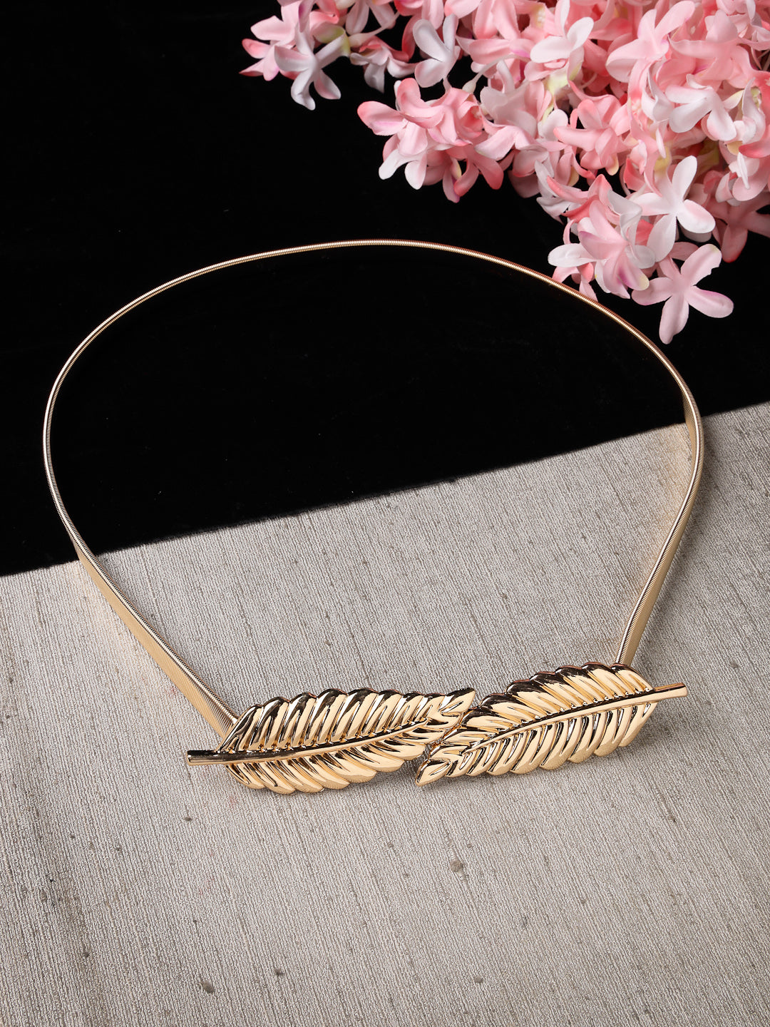 Women's circular gold plated stretchable metal belt - NVR