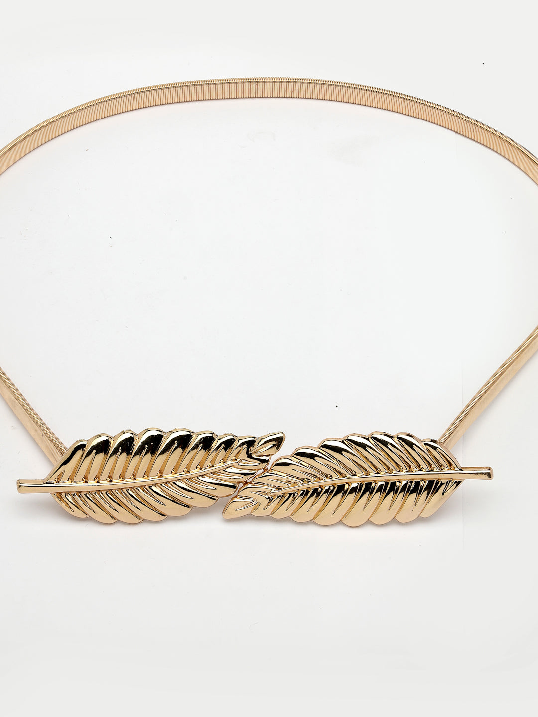 Women's circular gold plated stretchable metal belt