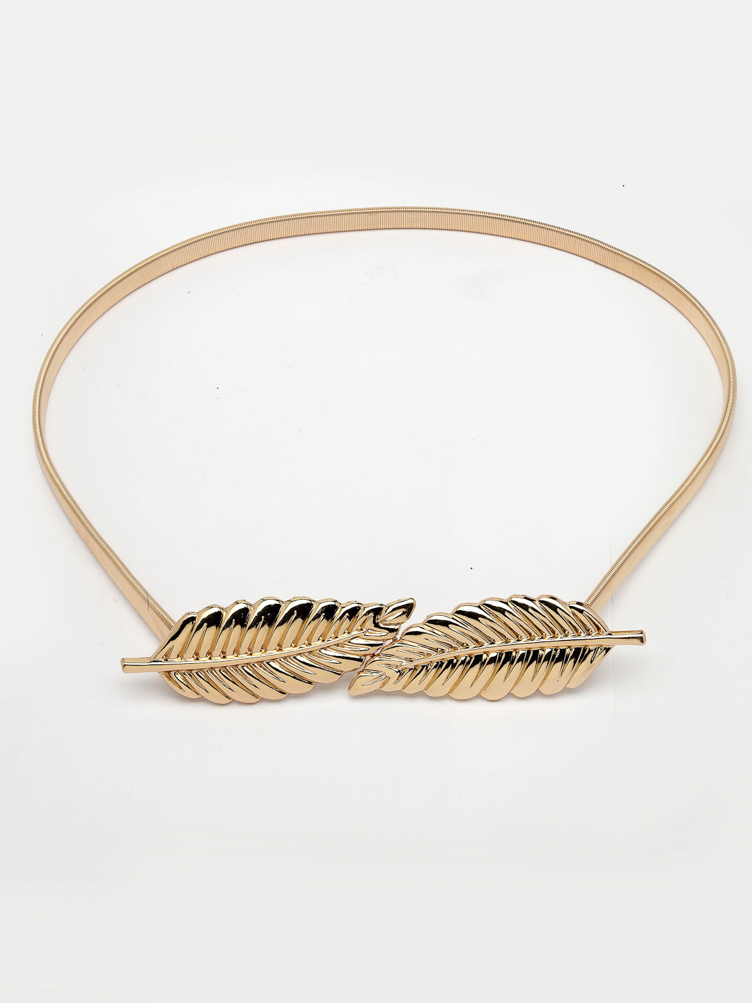 Women's circular gold plated stretchable metal belt