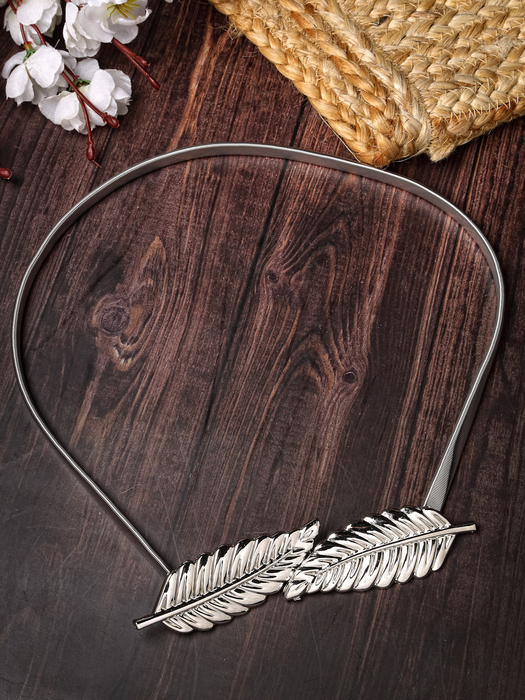 Women's circular silver plated stretchable metal belt