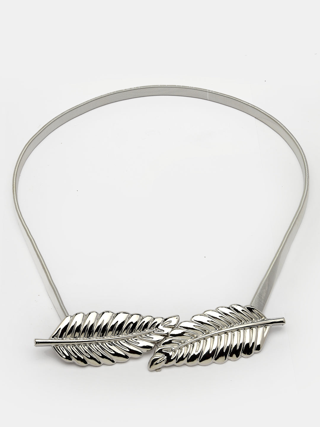 Women's circular silver plated stretchable metal belt