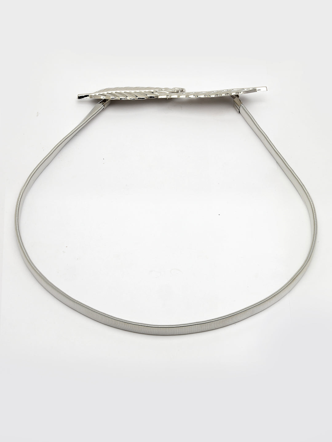 Women's circular silver plated stretchable metal belt