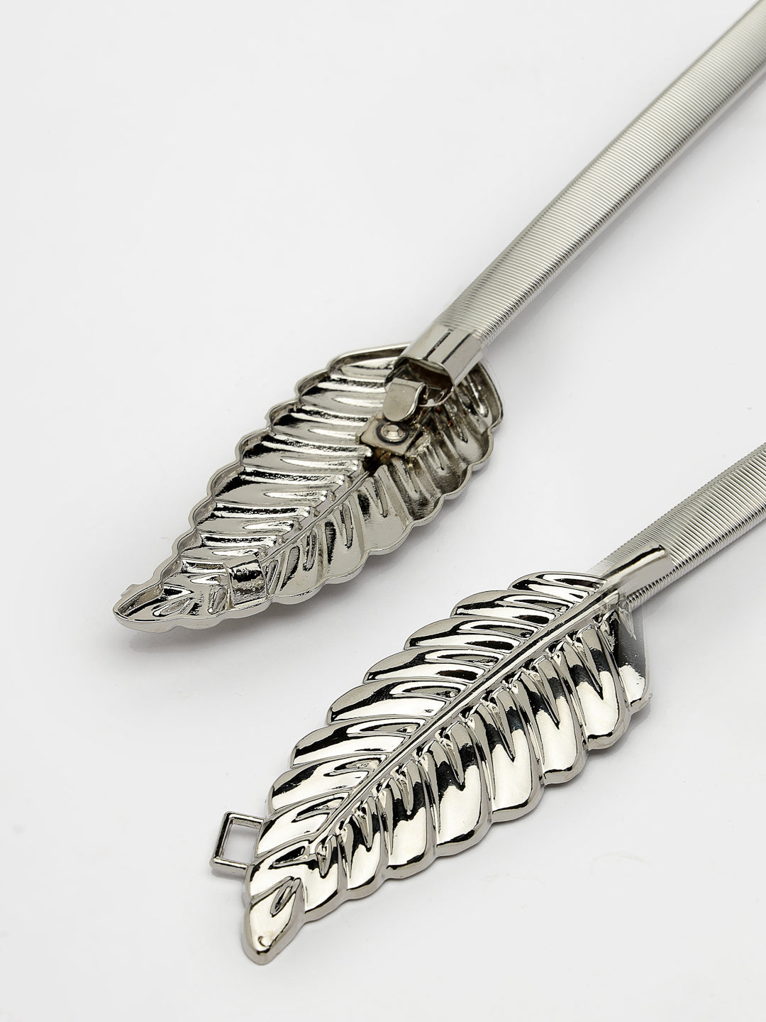Women's circular silver plated stretchable metal belt