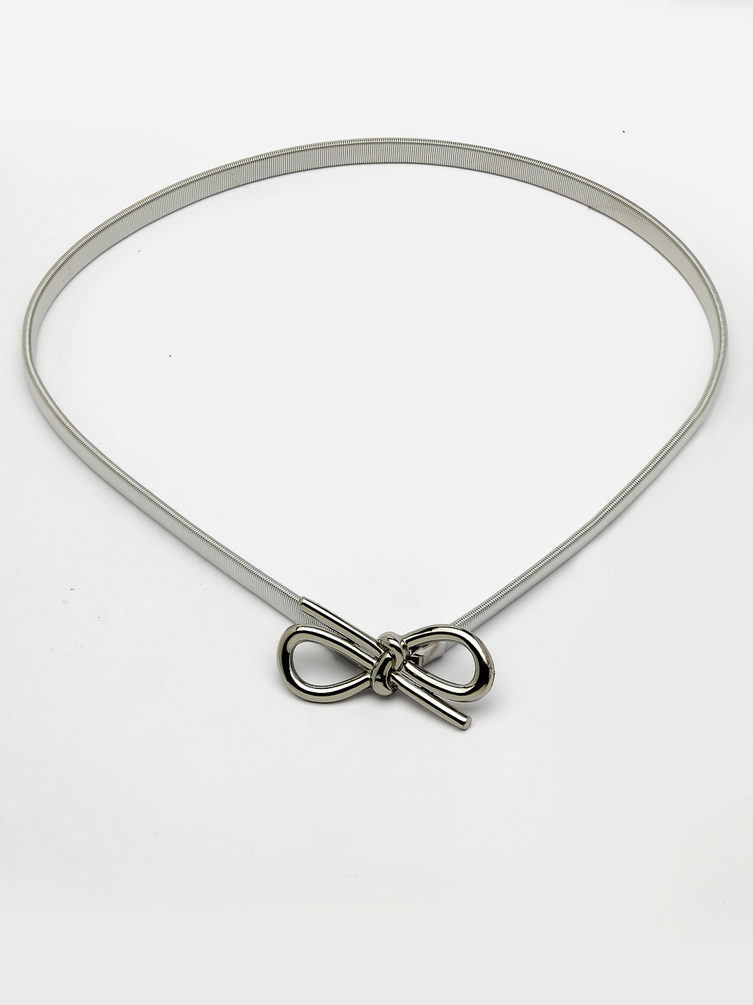 Women's circular silver plated stretchable metal belt
