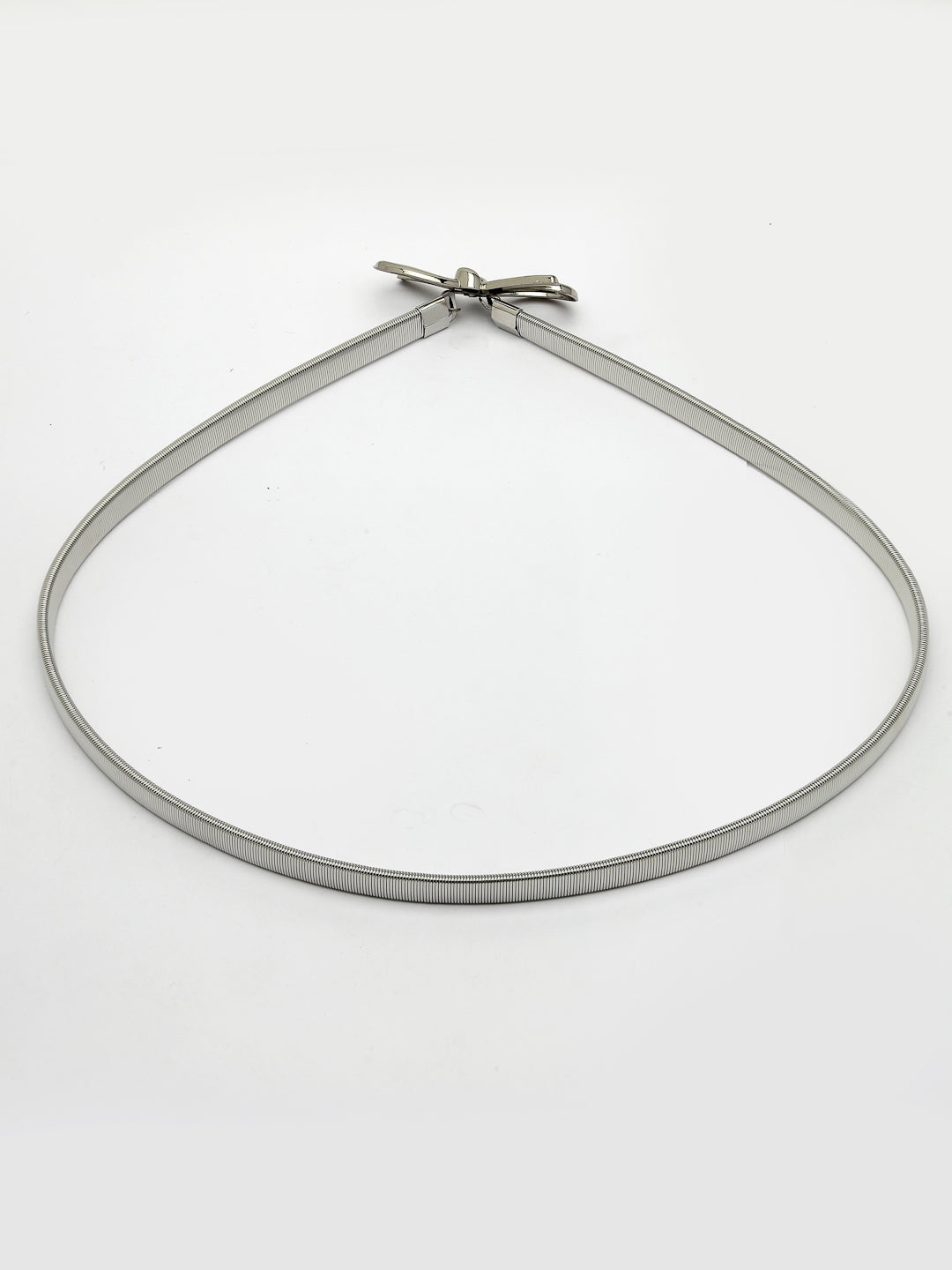 Women's circular silver plated stretchable metal belt
