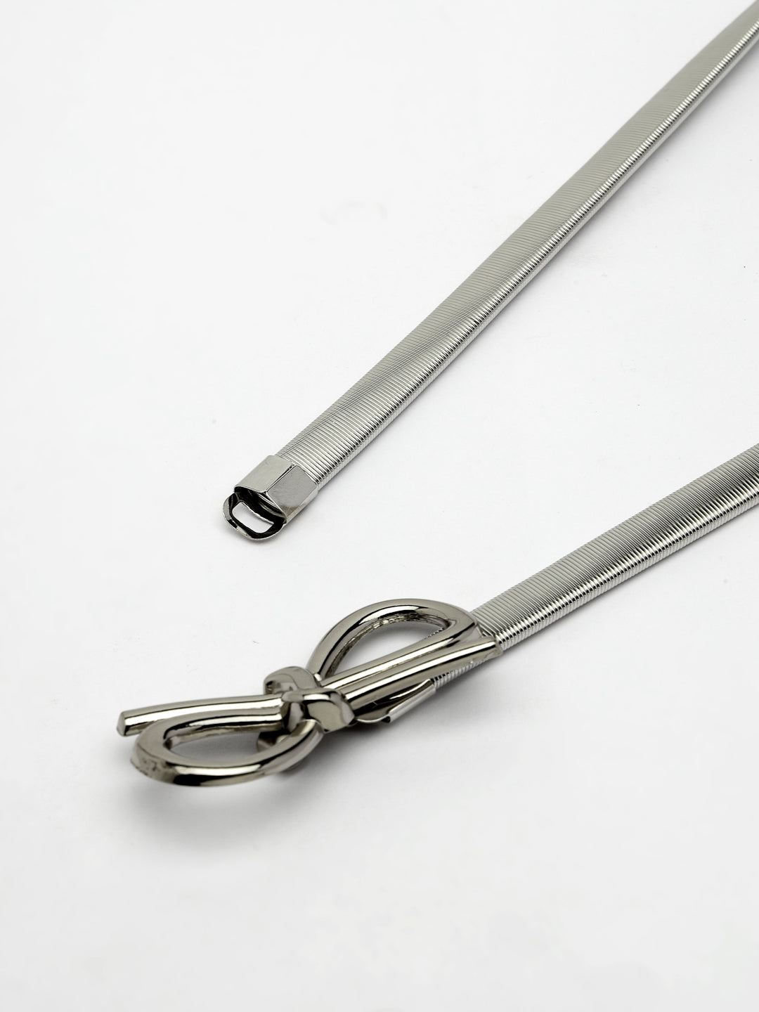 Women's circular silver plated stretchable metal belt
