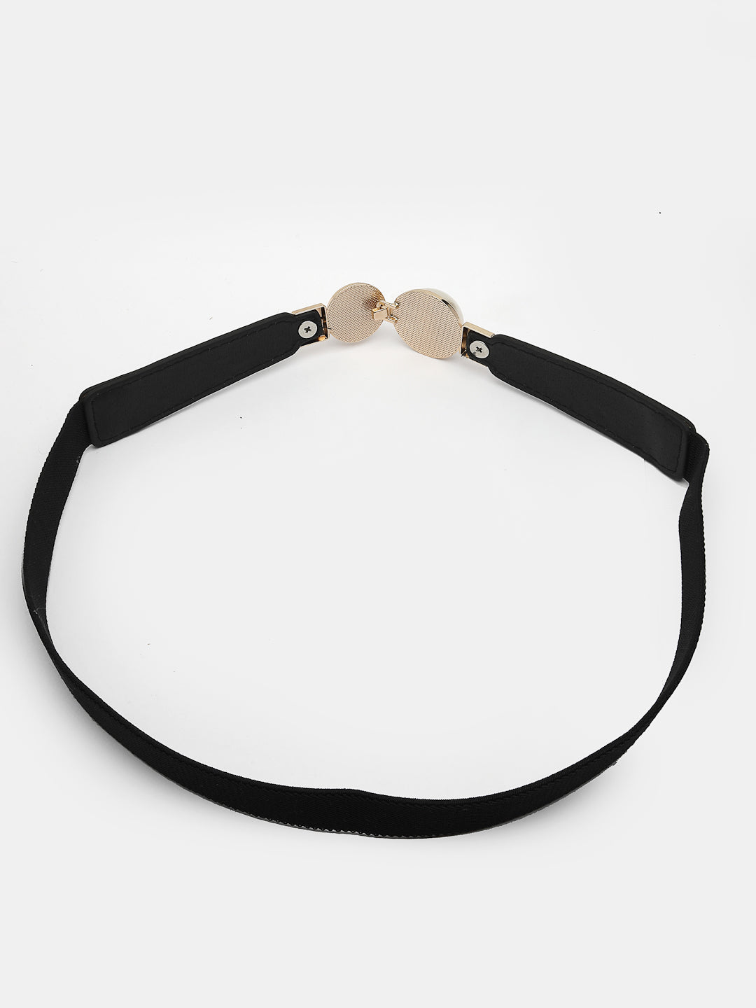 Women's circular black stretchable leather belt - NVR