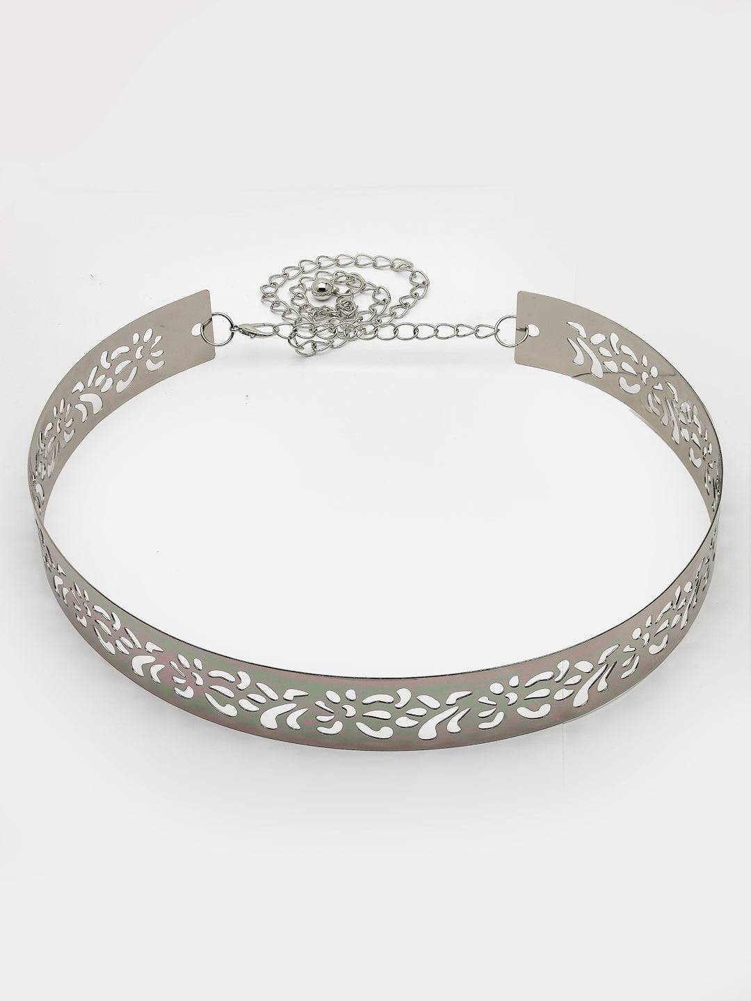 Women's circular silver plated adjustable broad belt