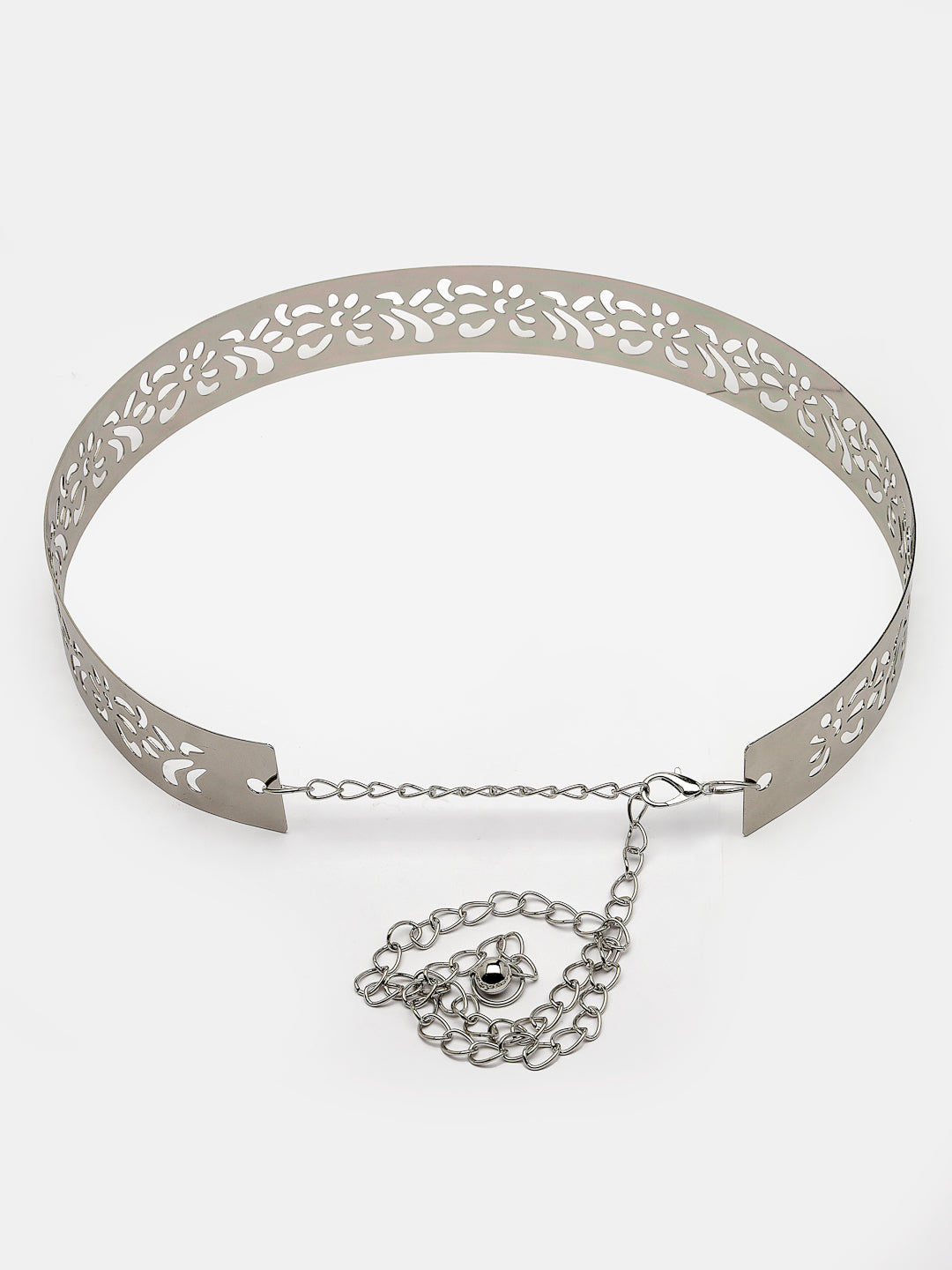 Women's circular silver plated adjustable broad belt