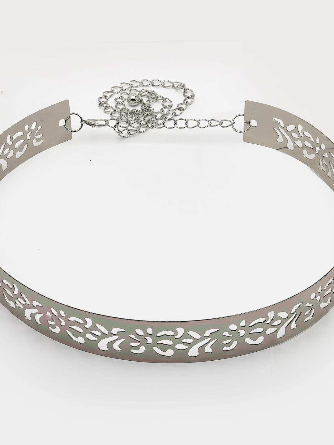 Women's circular silver plated adjustable broad belt - NVR