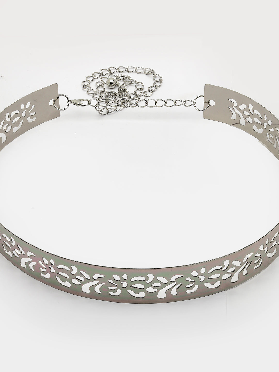 Women's circular silver plated adjustable broad belt