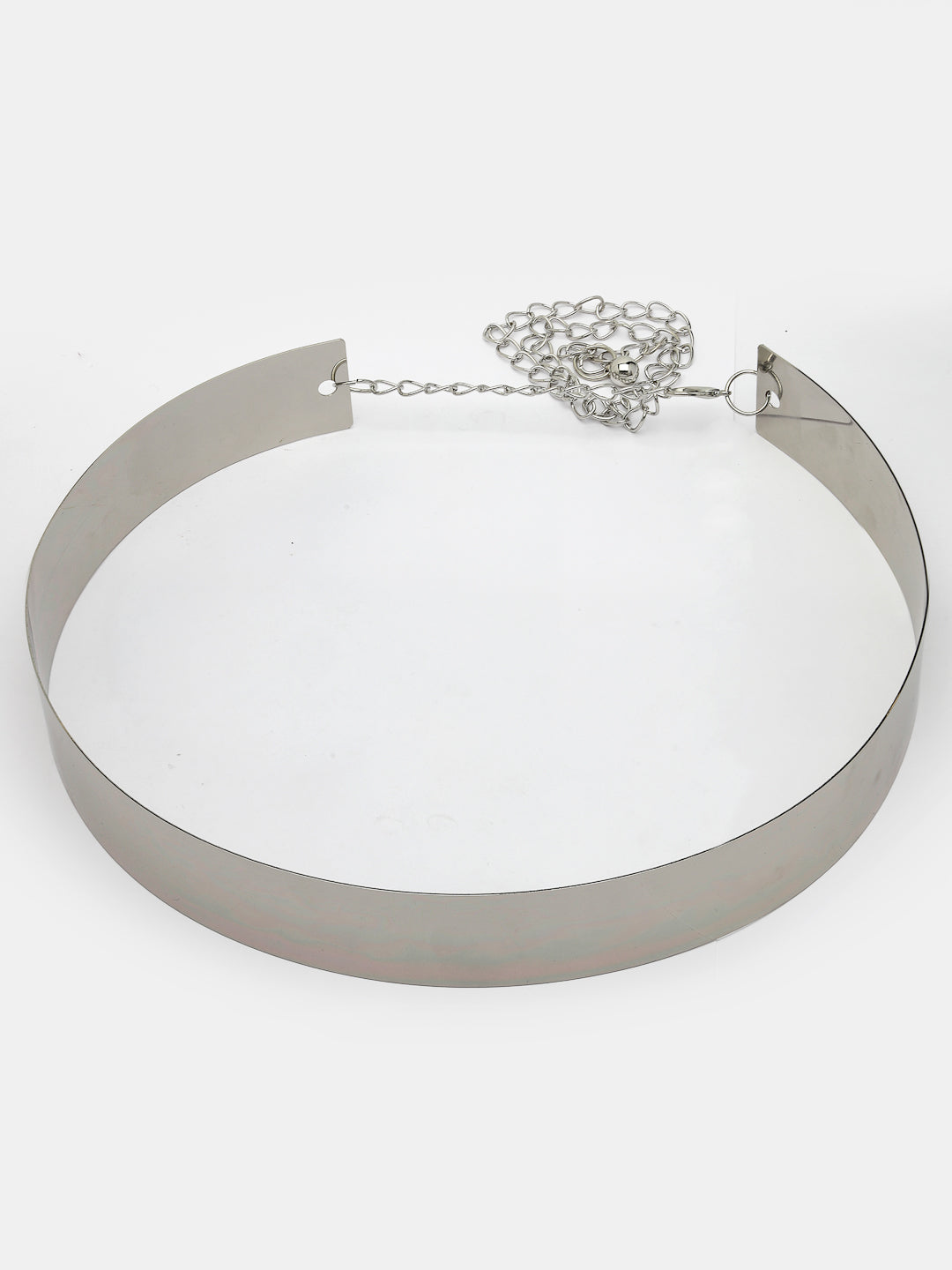 Women's circular silver plated adjustable broad belt