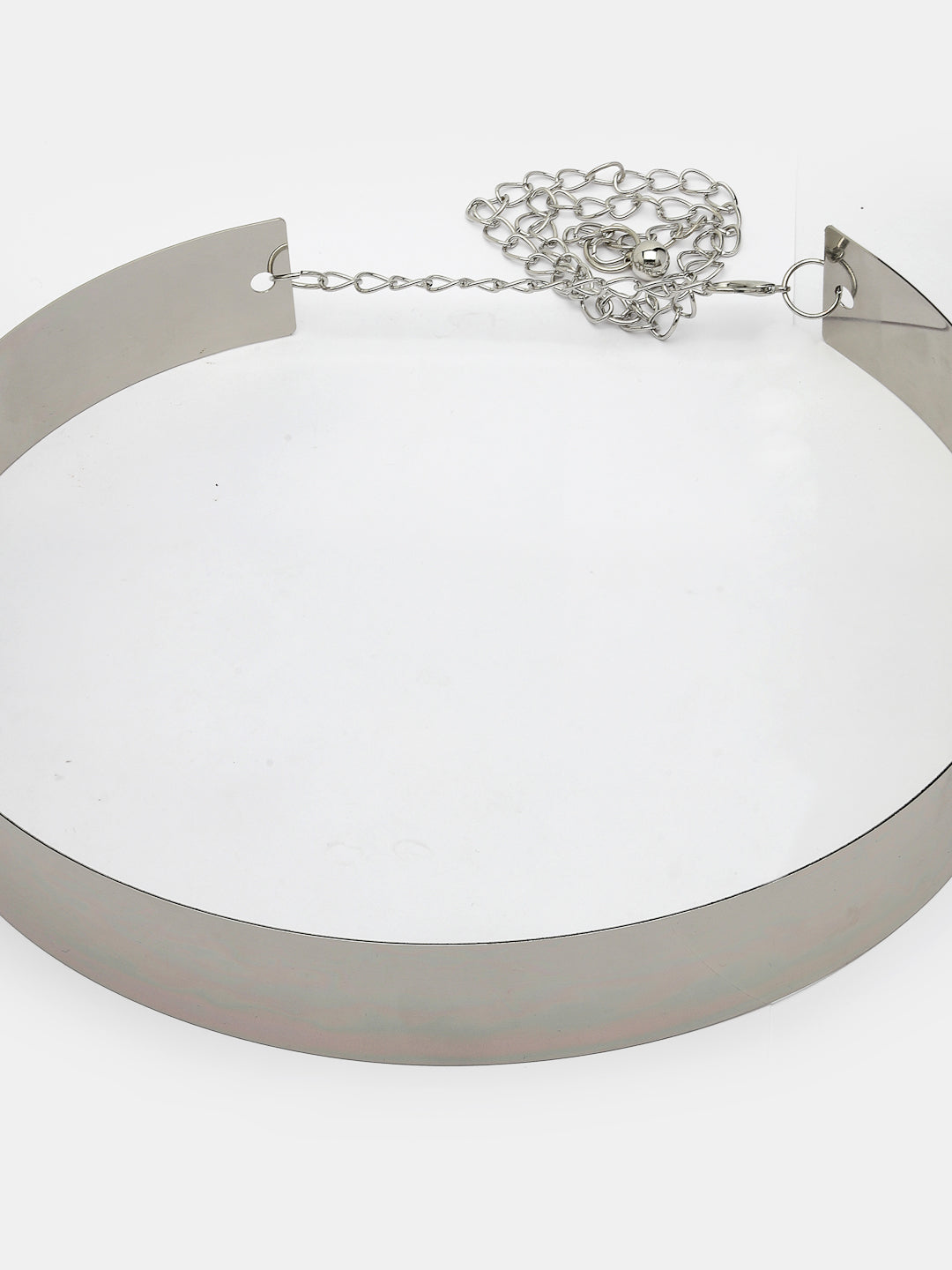 Women's circular silver plated adjustable broad belt