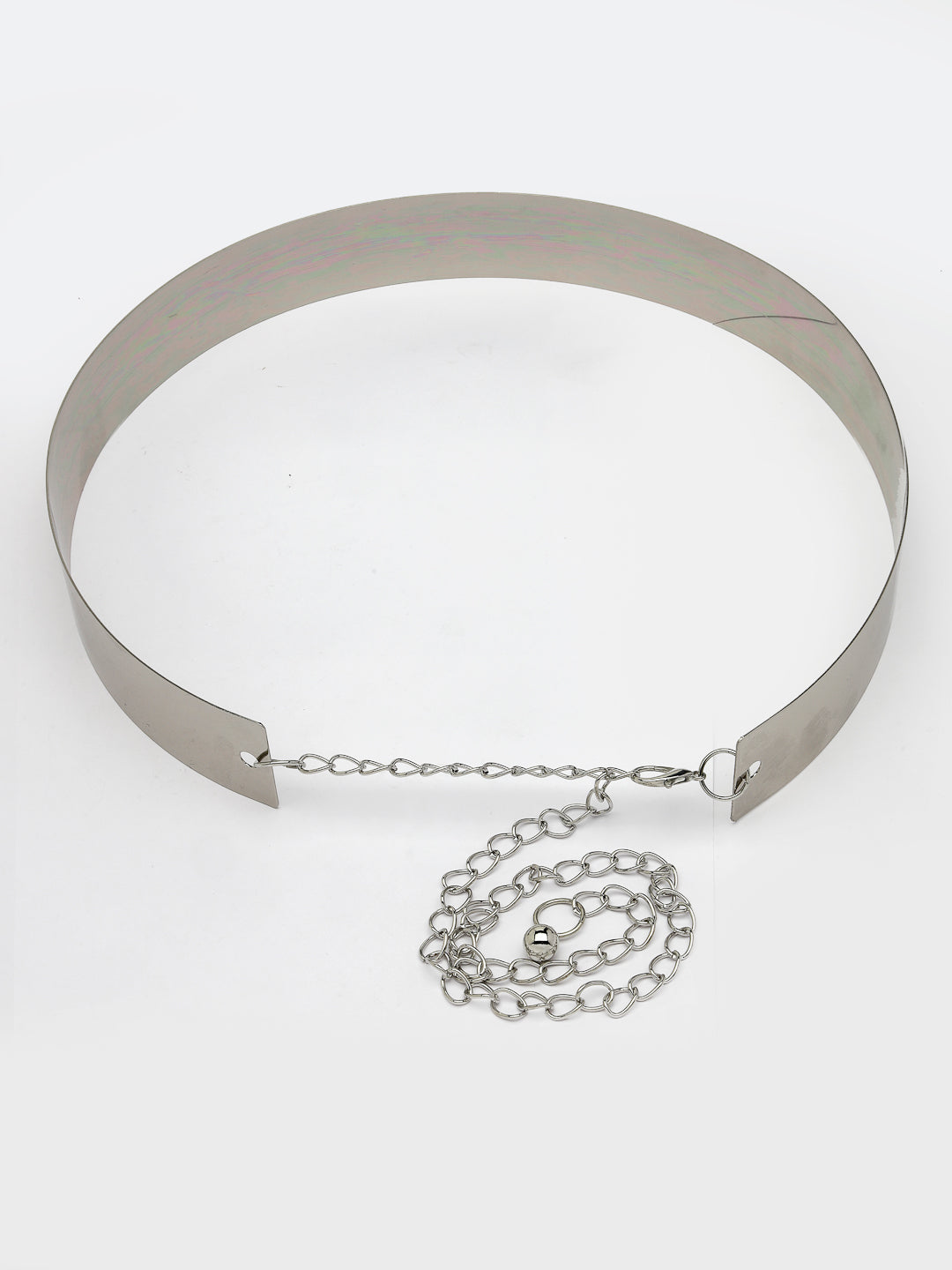 Women's circular silver plated adjustable broad belt