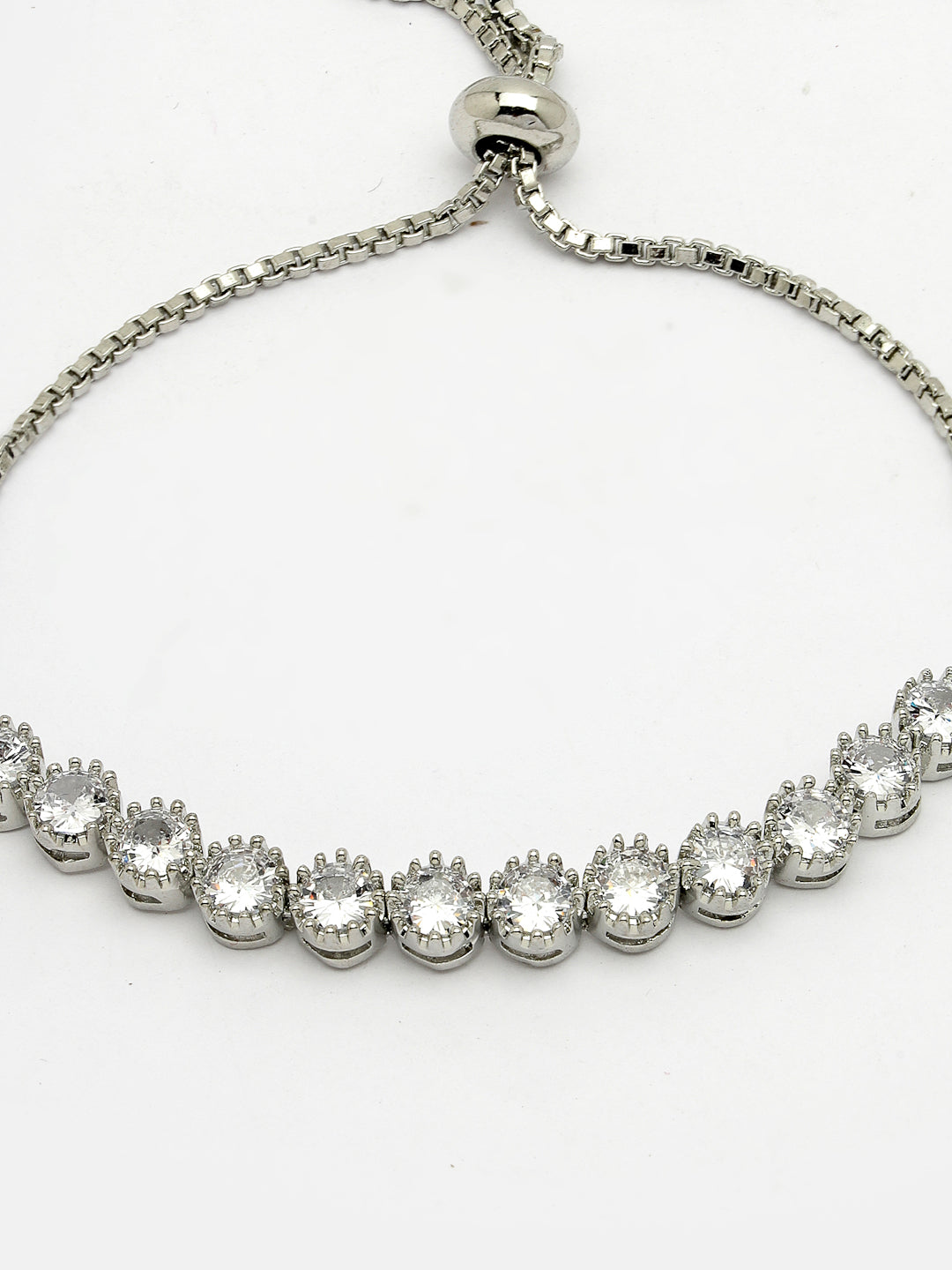 Women's Silver-plated Handcrafted American Diamond Link Bracelet