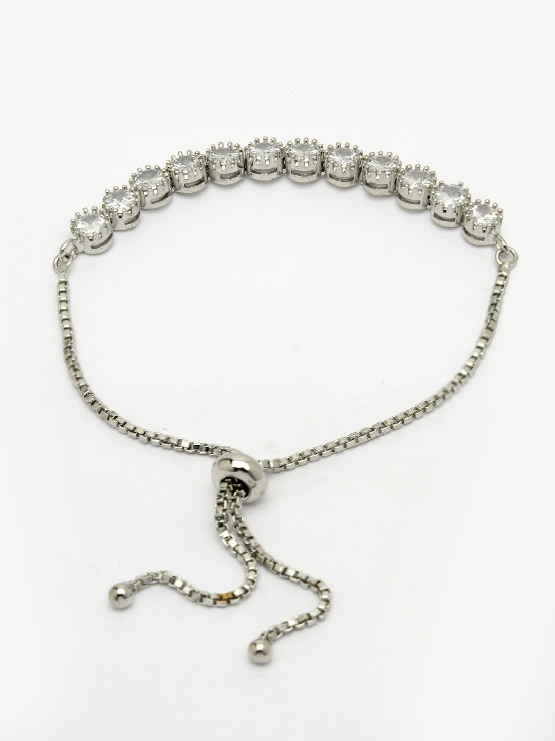 Women's Silver-plated Handcrafted American Diamond Link Bracelet