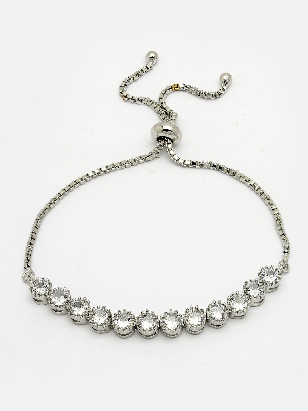 Women's Silver-plated Handcrafted American Diamond Link Bracelet