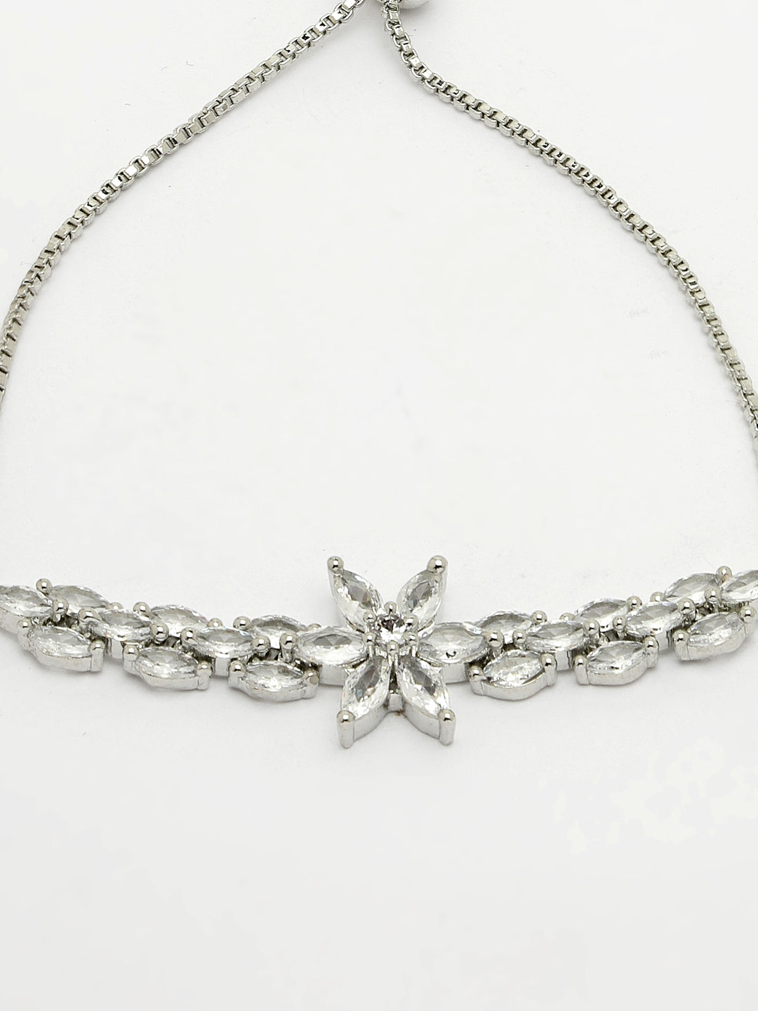 Women's Silver-plated Handcrafted American Diamond Link Bracelet
