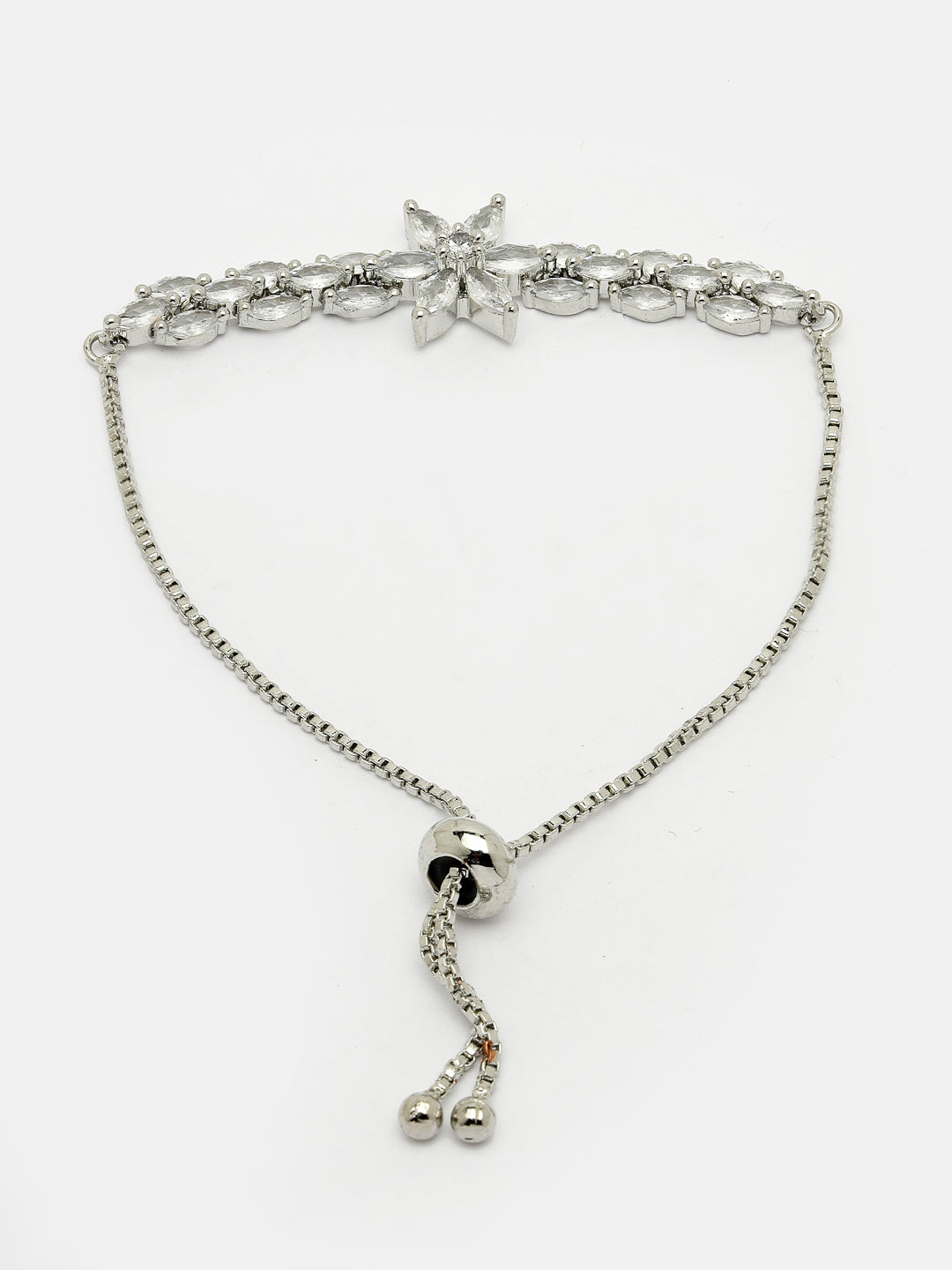 Women's Silver-plated Handcrafted American Diamond Link Bracelet