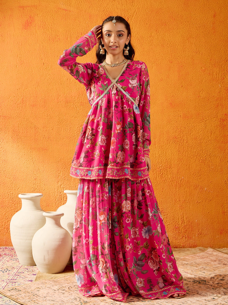 Girl's Fuchsia Floral Co-Ord Set