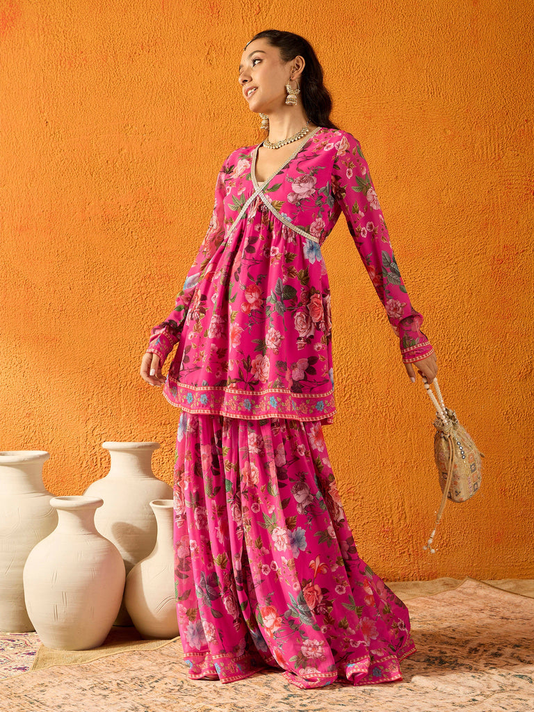 Girl's Fuchsia Floral Co-Ord Set