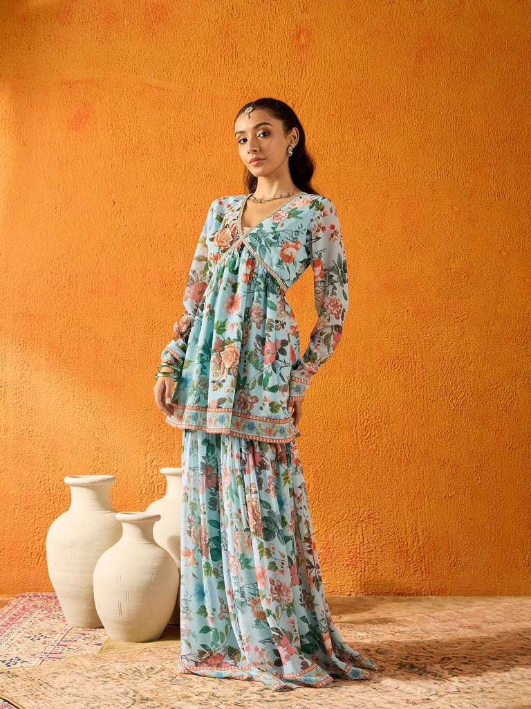 Girl's Blue Floral Co-Ord Set