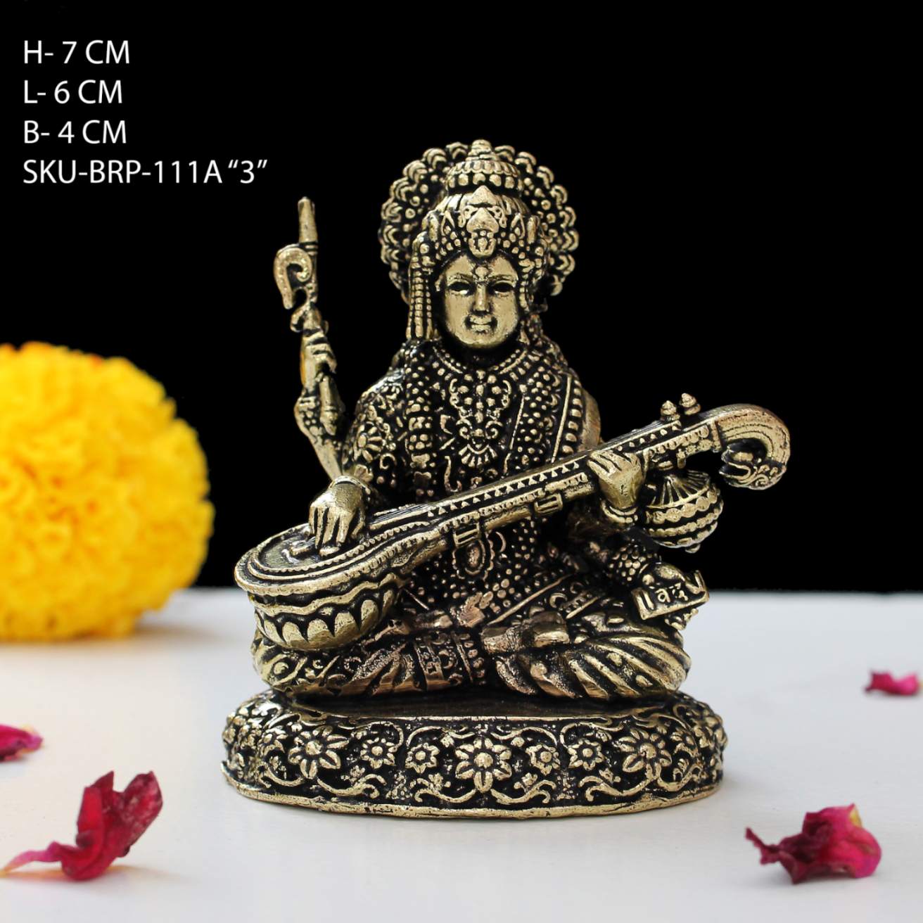 Goddess Saraswati Brass Idol 3 Inch By Trendia Decor