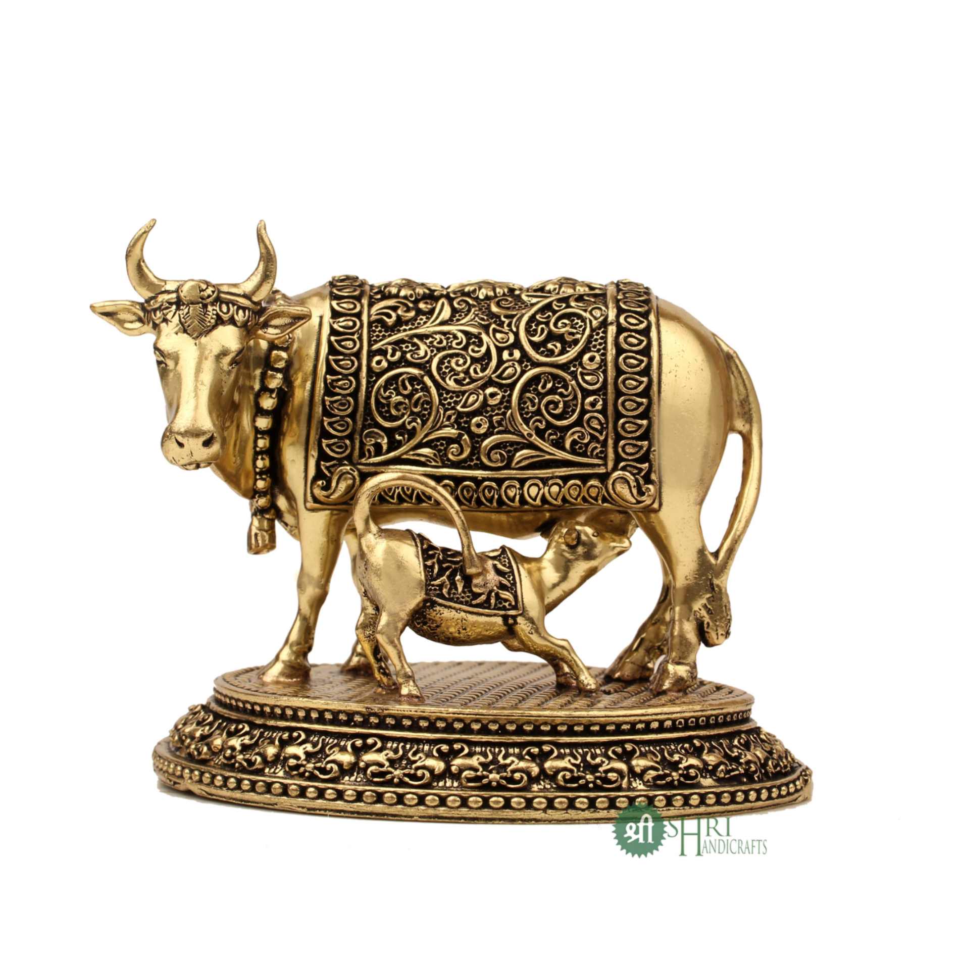 Vastu Showpiece Holy Cow & Calf 3.5 Inch By Trendia Decor