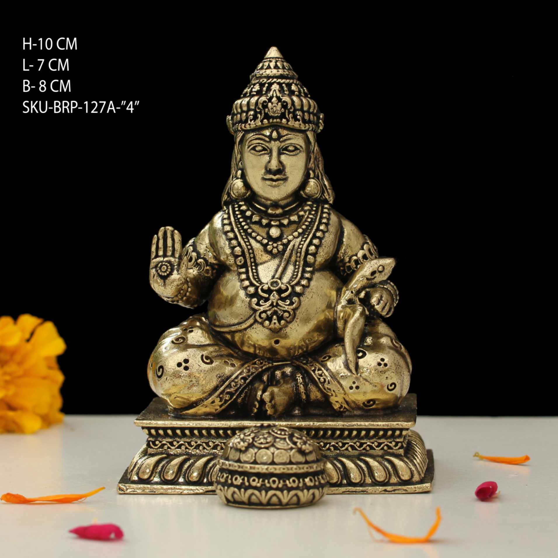 Brass Lord Kubera Idol – 4 Inch