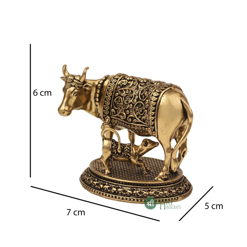 Brass Showpiece Holy Cow & Calf 1.5 Inch By Trendia Decor